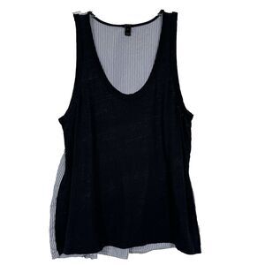 J. Crew Blue Linen & Silk Sleeveless Tank Top Size Medium Blue White Stripes